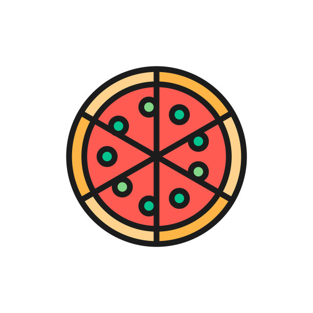 比萨意大利菜单色线图标孤立图片下载