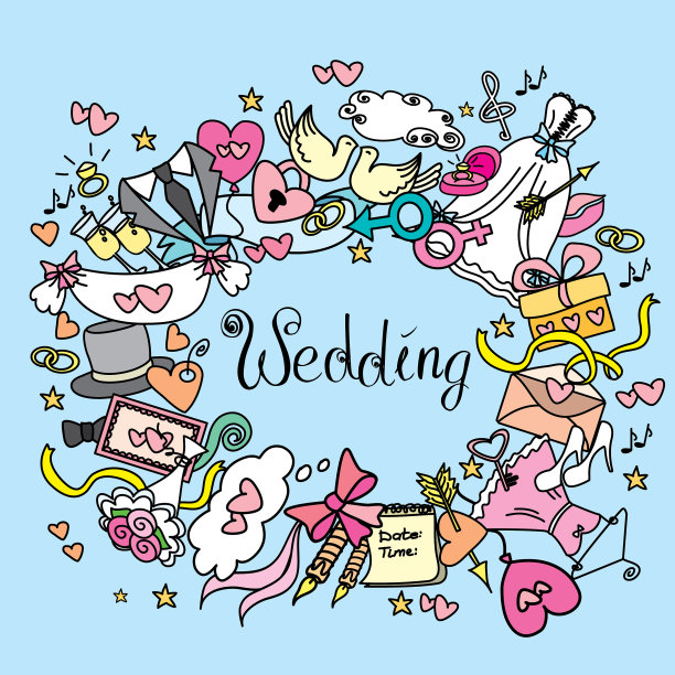 涂鸦婚礼集手绘图片下载