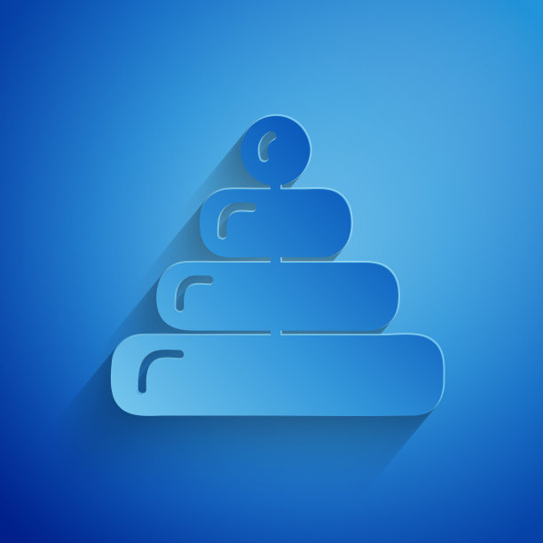 剪纸金字塔玩具图标孤立在蓝色图片下载