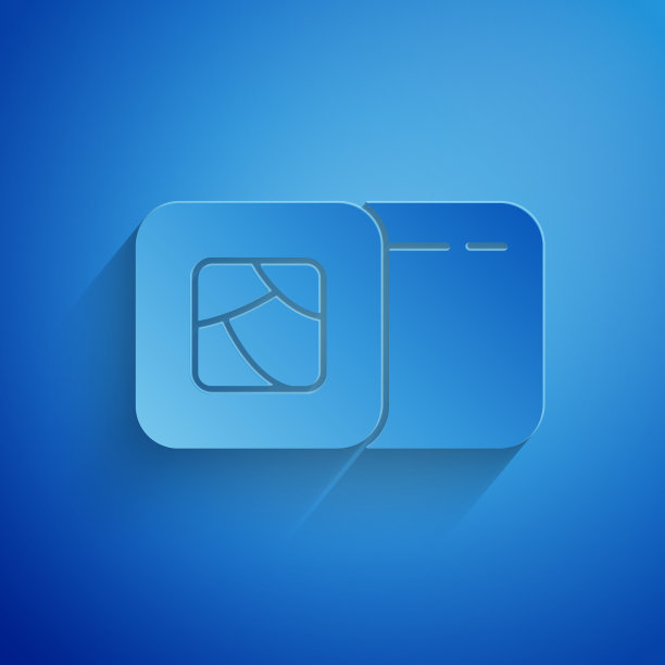 剪纸寿司图标孤立在蓝色背景图片下载