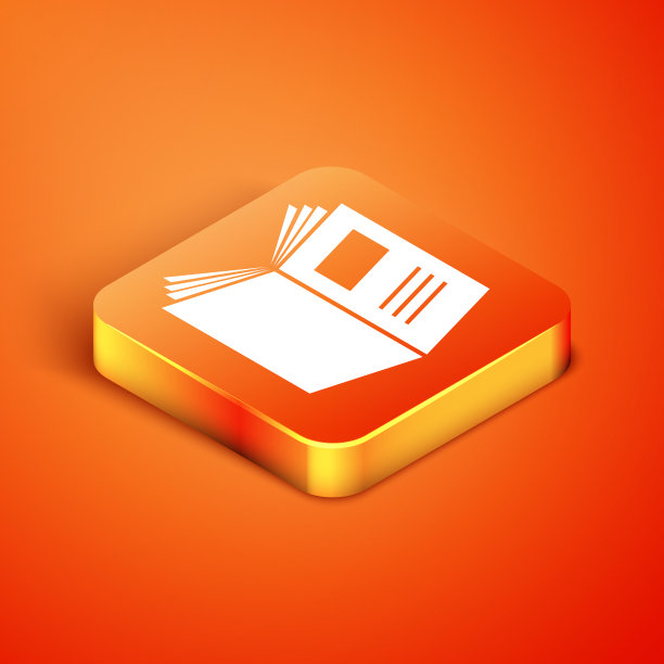 等距打开书图标孤立在橙色图片下载