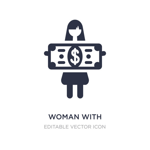 在白色背景上有美元图标的女人图片下载