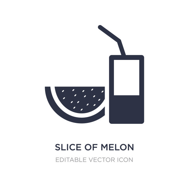 切片甜瓜和果汁图标上的白色背景图片下载