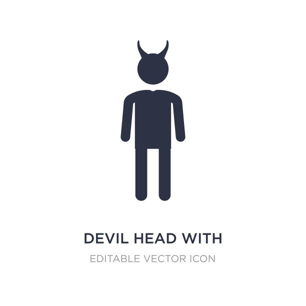 魔鬼头与角图标上的白色背景图片下载