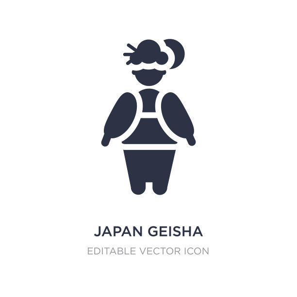 日本艺妓图标上的白色背景简单图片下载