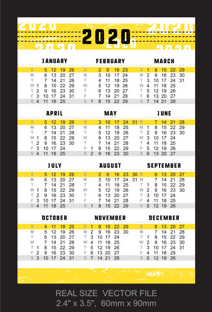 口袋日历2020从周日开始图片下载