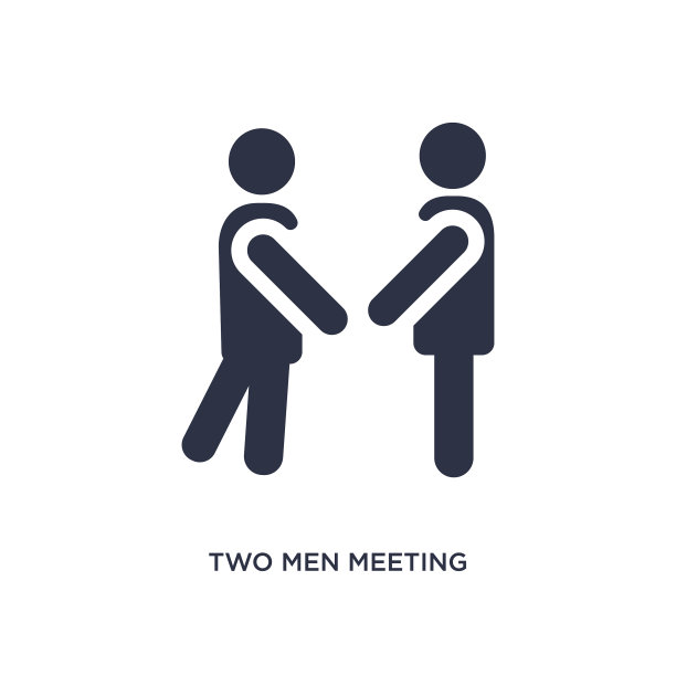 两名男子会面图标上的白色背景简单图片下载