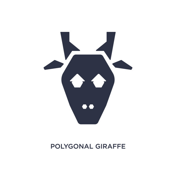 多边形长颈鹿图标上的白色背景简单图片下载