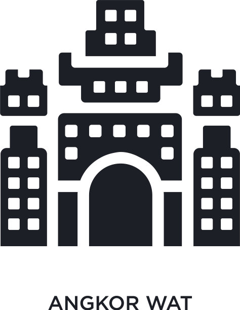 黑色吴哥窟孤立图标简单元素图片下载