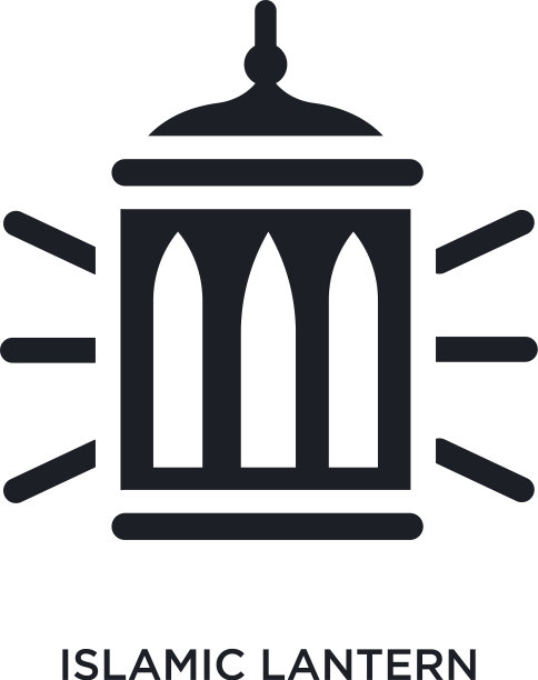 黑色伊斯兰灯笼隔离图标图片下载