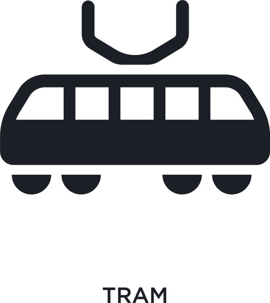 黑色电车孤立图标简单元素图片下载