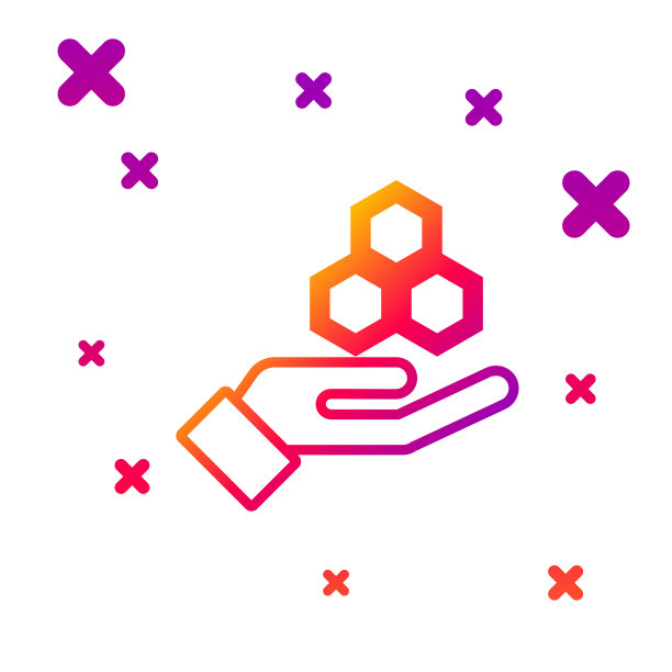 颜色线蜂窝和手的图标隔离图片下载