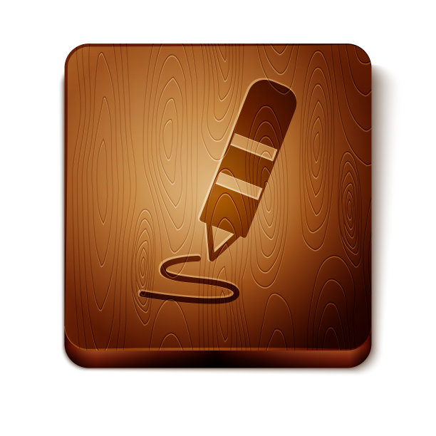 棕色蜡笔绘制图标孤立上图片下载