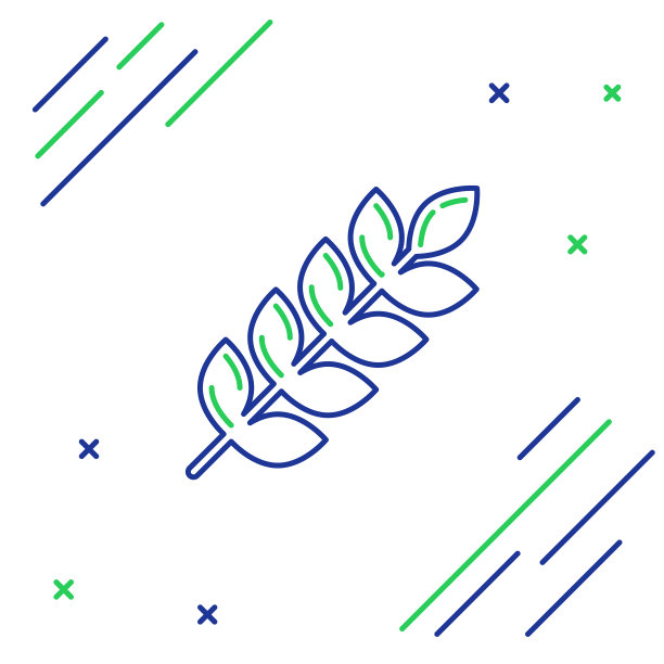 蓝线和绿线的谷物配以稻麦图片下载