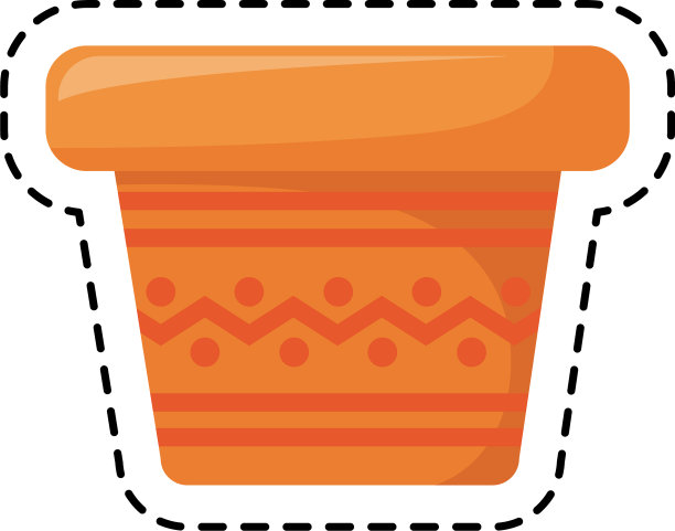 贴片盆栽植物装饰孤立图标图片下载