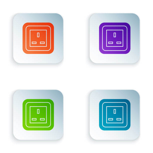 颜色电源插座图标隔离在白色图片下载