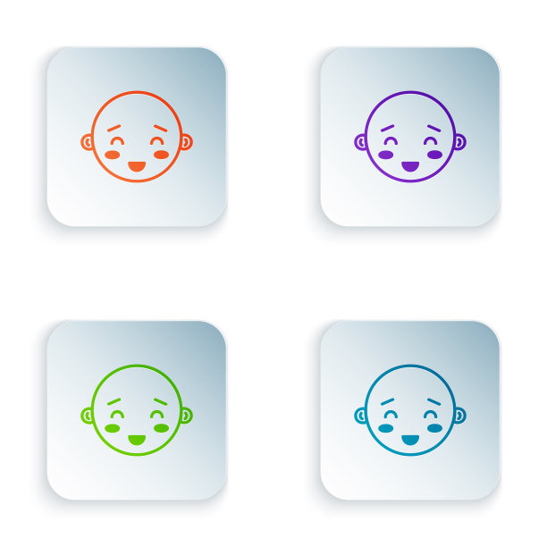 彩色快乐的小男孩头图标孤立在白色图片下载