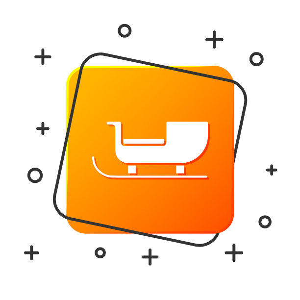 白色圣诞老人的雪橇图标孤立图片下载