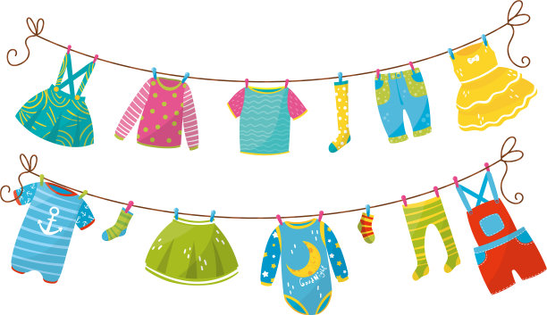在晒衣绳上晾晒衣物图片下载