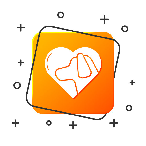 白色心脏与狗的图标孤立在白色上图片下载