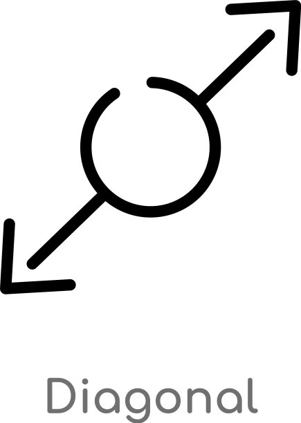 黑色简约线条对角线图标轮廓图片下载