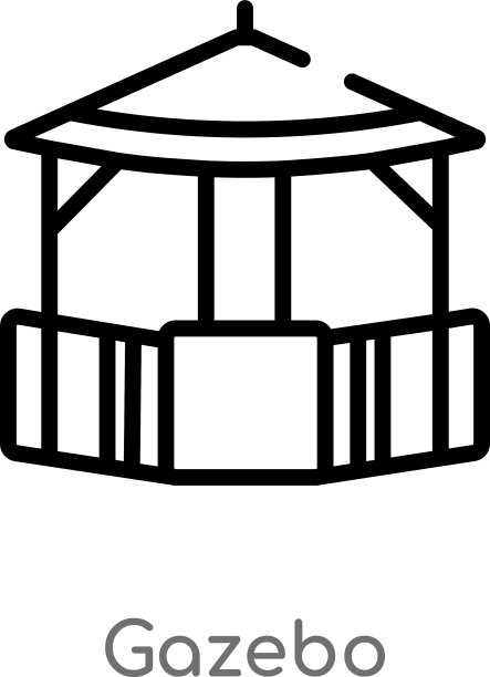 轮廓凉亭图标孤立黑色简单线条图片下载