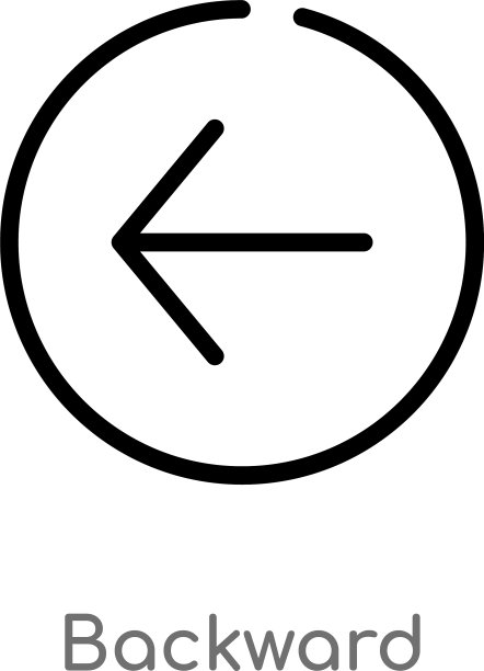 黑色简约线条后退轮廓图标图片下载