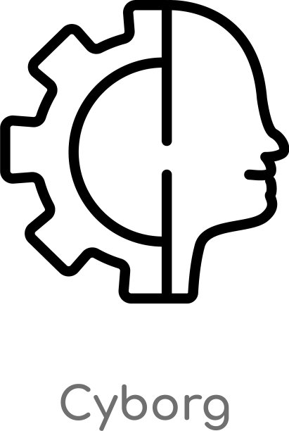 半机械人轮廓图标，黑色简约线条图片下载
