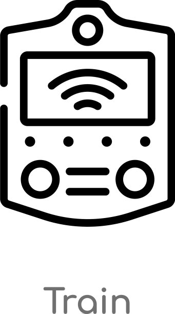黑色简约线条火车轮廓图标图片下载
