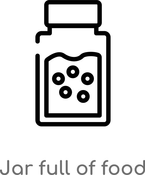 轮廓罐满食物图标孤立黑色图片下载