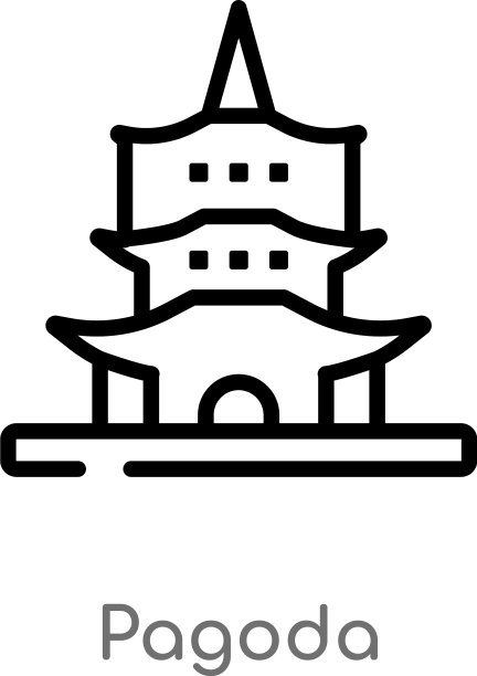 轮廓宝塔图标孤立黑色简单线条图片下载