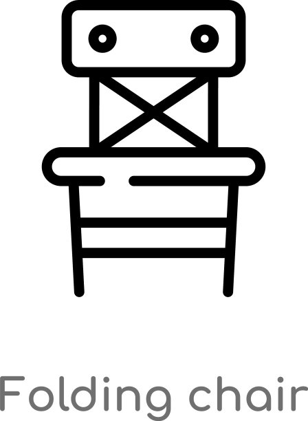 轮廓折叠椅图标孤立黑色简单图片下载