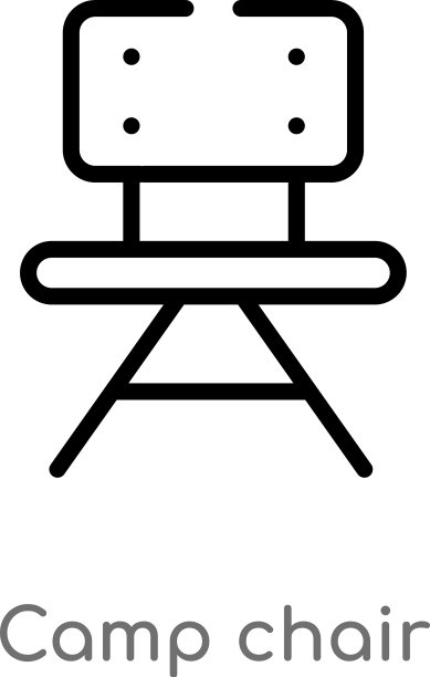 轮廓露营椅图标孤立黑色简单图片下载