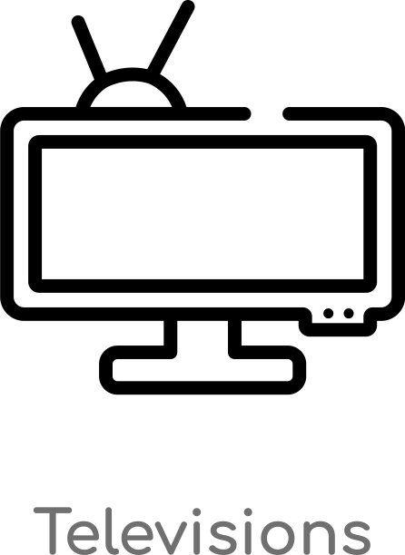 黑色简约电视轮廓图标图片下载