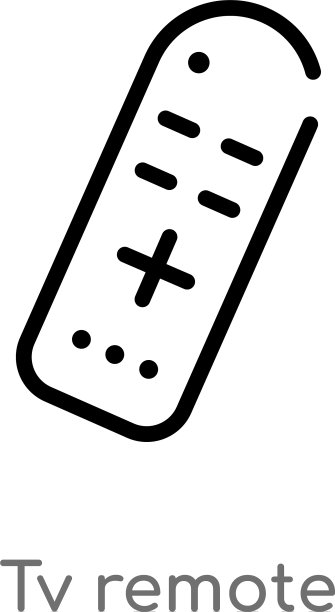 轮廓电视遥控器图标孤立黑色简单线条图片下载