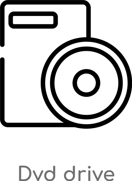 DVD光驱图标黑色简约线条轮廓图片下载