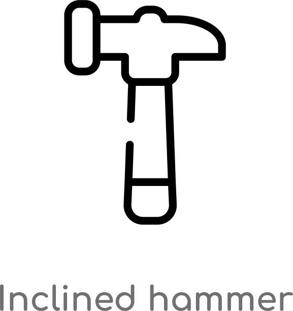 轮廓斜锤图标孤立黑色图片下载