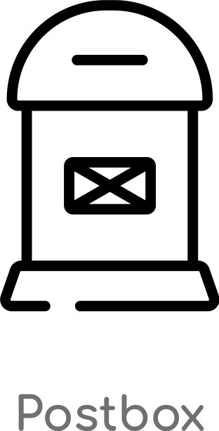 黑色简约线条的轮廓邮箱图标图片下载