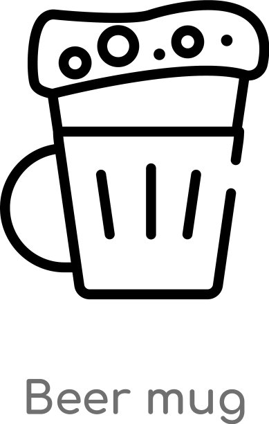 黑色简约描边啤酒杯图标图片下载