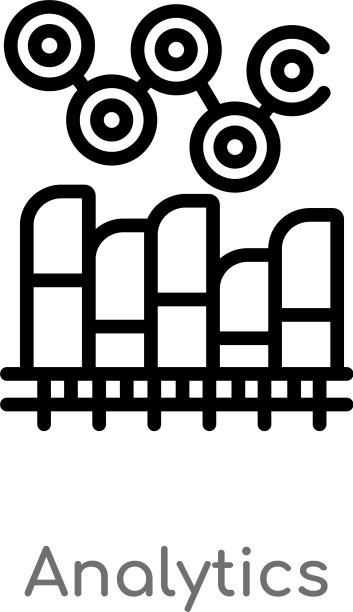 黑色背景上的分析图标轮廓简笔画图片下载