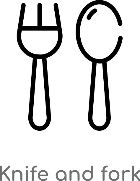 轮廓刀叉图标孤立黑色简单图片下载