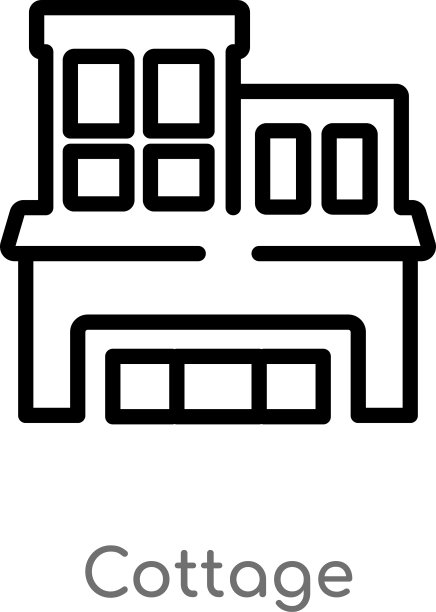 黑色简约线条小屋轮廓图标图片下载