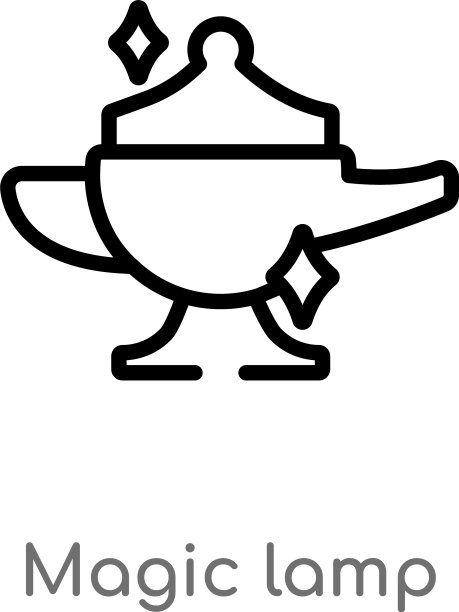 黑色简约魔灯轮廓图标图片下载