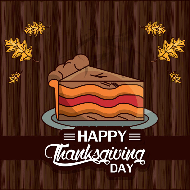 有甜蛋糕的感恩节贺卡图片下载