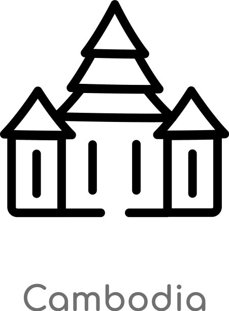 轮廓柬埔寨图标孤立黑色简单线条图片下载