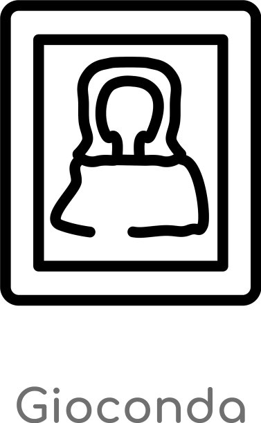 黑色背景上的蒙娜丽莎轮廓图标图片下载