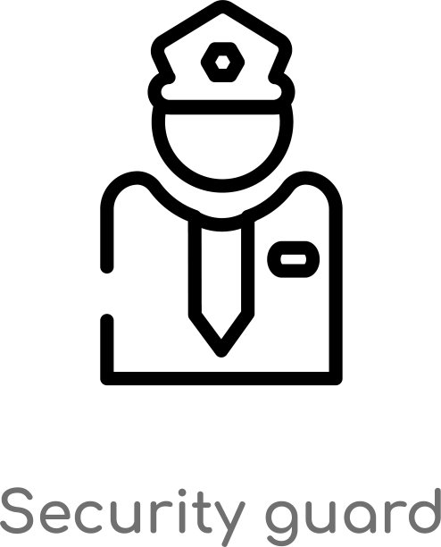轮廓保安图标孤立黑色简单图片下载