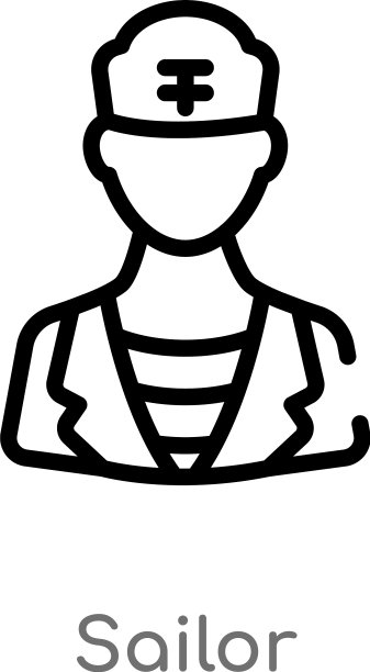 轮廓水手图标孤立黑色简单线图片下载