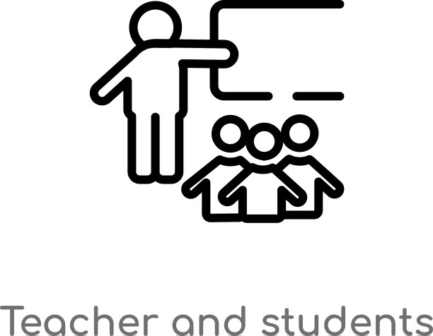 轮廓老师和学生图标孤立的黑色图片下载