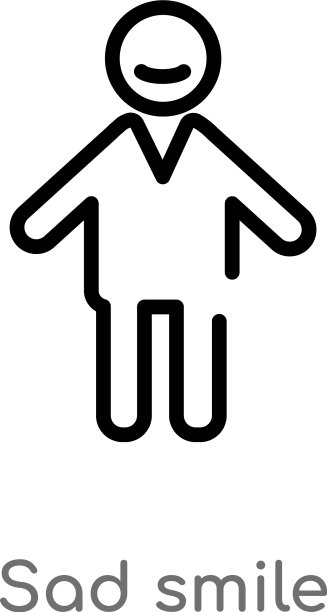 描边悲伤表情图标，黑色简约线条图片下载
